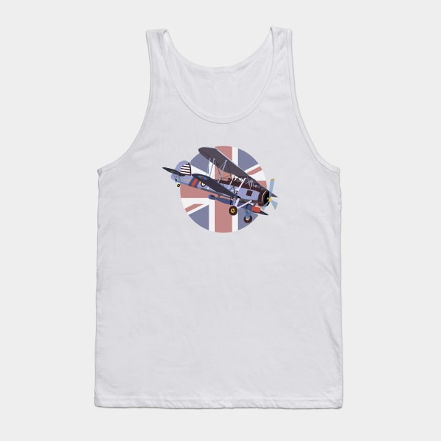 Fairey Swordfish British Torpedo Bomber with British Flag Tank Top by NorseTech